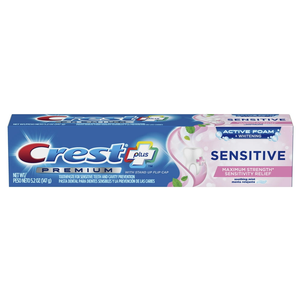 Crest Premium Plus Sensitive Toothpaste, Soothing Mint Flavor, 5.2 oz