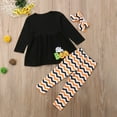 thumbnail image 2 of Toddler Baby Girl Halloween Outfit Tops Dress Pants Long Sleeve Ruffle Shirts Ghost Legging 2Pcs Fall Clothes Sets, 2 of 7