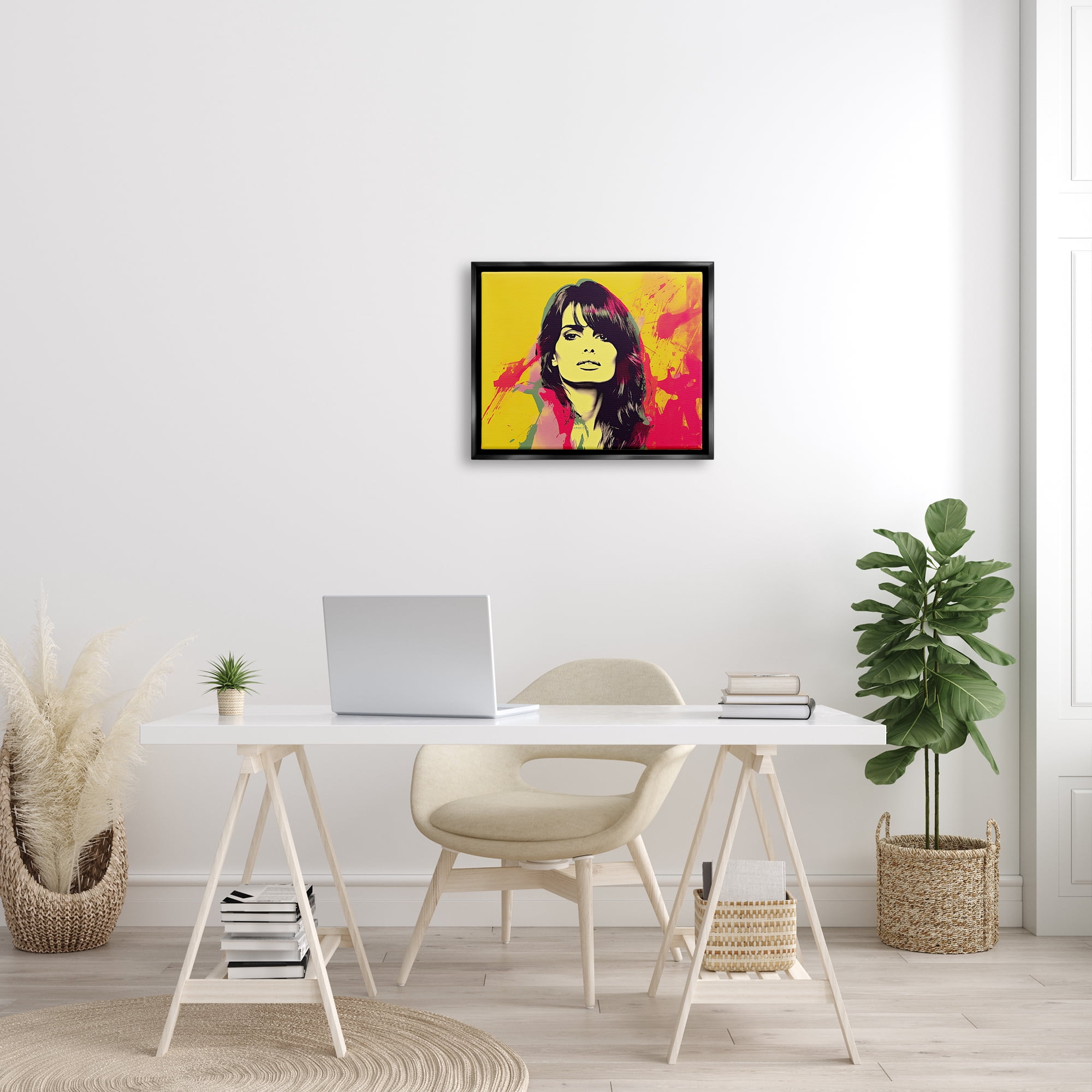 Stupell Industries Modern Penelope Cruz Abstract Painting Black Floater Framed Art Print Wall Art, 21 x 17