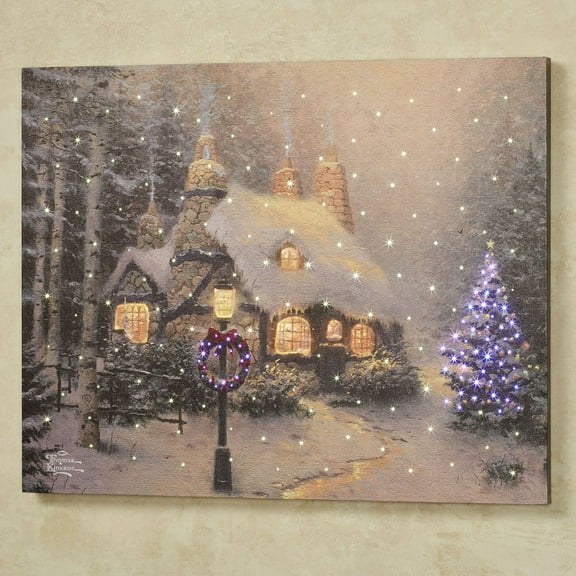 Stonehearth Hutch Lighted Canvas Wall Art Multi Warm Colors 20 in wide x 1 in deep x 16 in high