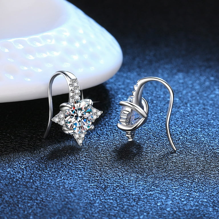 US Exclusive S925 Sterling Silver Earrings Moissanite