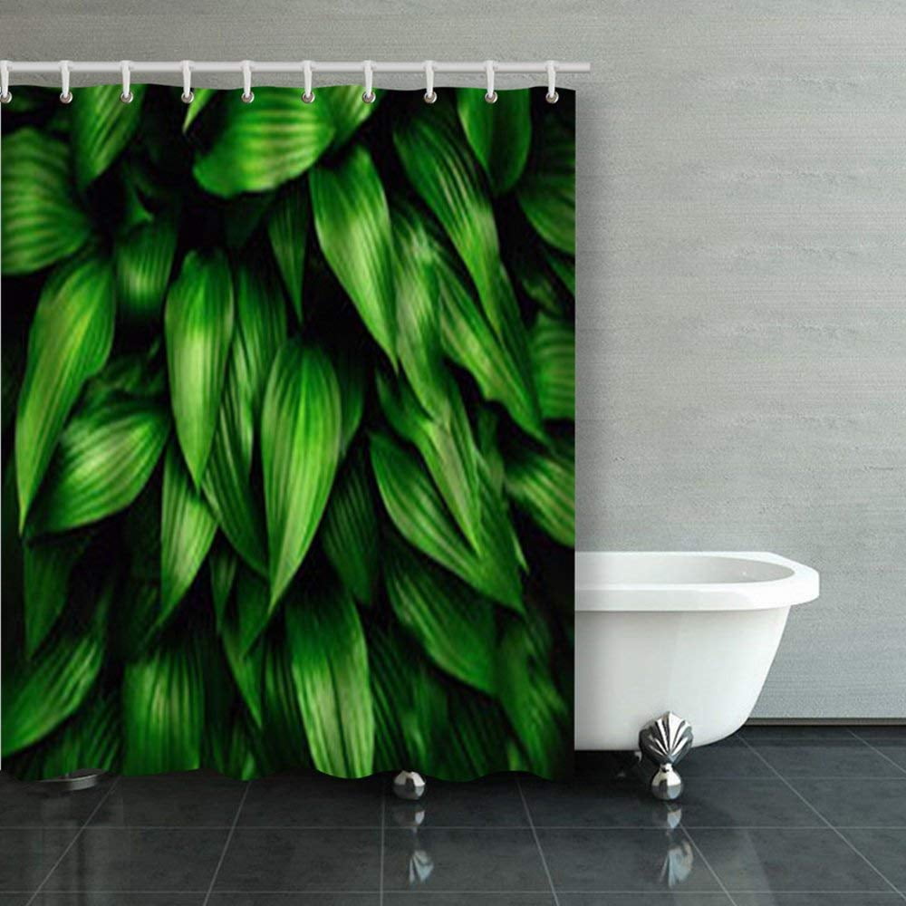 RYLABLUE Greenery Made Fresh Green Leaves Shower Curtains Bathroom