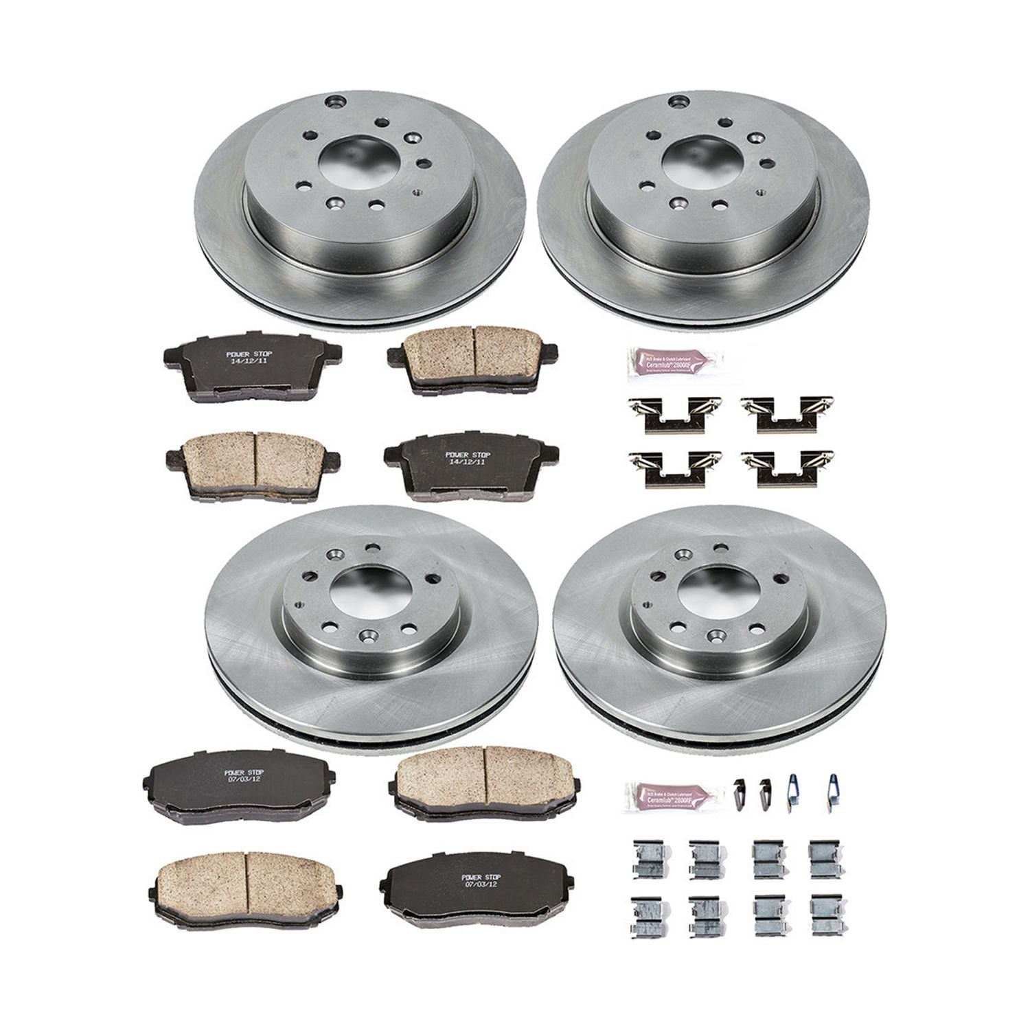 Power Stop Front and Rear Stock Replacement Brake Pad and Rotor Kit KOE5829