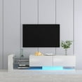 thumbnail image 3 of TV Console with Storage Cabinets, Full RGB Color 31 Modes Changing Lights Remote RGB LED TV Stand, Modern Entertainment Center (White for 75 inches TV), 3 of 11