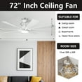 thumbnail image 6 of 72" Modern White Dimmable Ceiling Fan DC Motor Indoor 8-Blade LED Windmill Ceiling Fan with Remote, 6 of 12