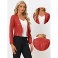 thumbnail image 2 of DARING DIVA Women's Crop Collarless PU Moto Biker Jackets XL Red, 2 of 6