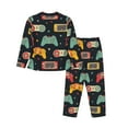 thumbnail image 2 of Bingfone Womens Pajama Sets Retro Video Game Print,Long Sleeve Loungewear Pajamas Set-X-Large, 2 of 9