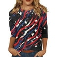 thumbnail image 2 of Women's Long Sleeve T-shirt Plus Size 4Th Of July Tops For Women 3/4 Sleeve Spring And Patriotic Top Women Neck Festival Blouses Clothes,Red Women's Long sleeve T-shirt XXL, 2 of 7