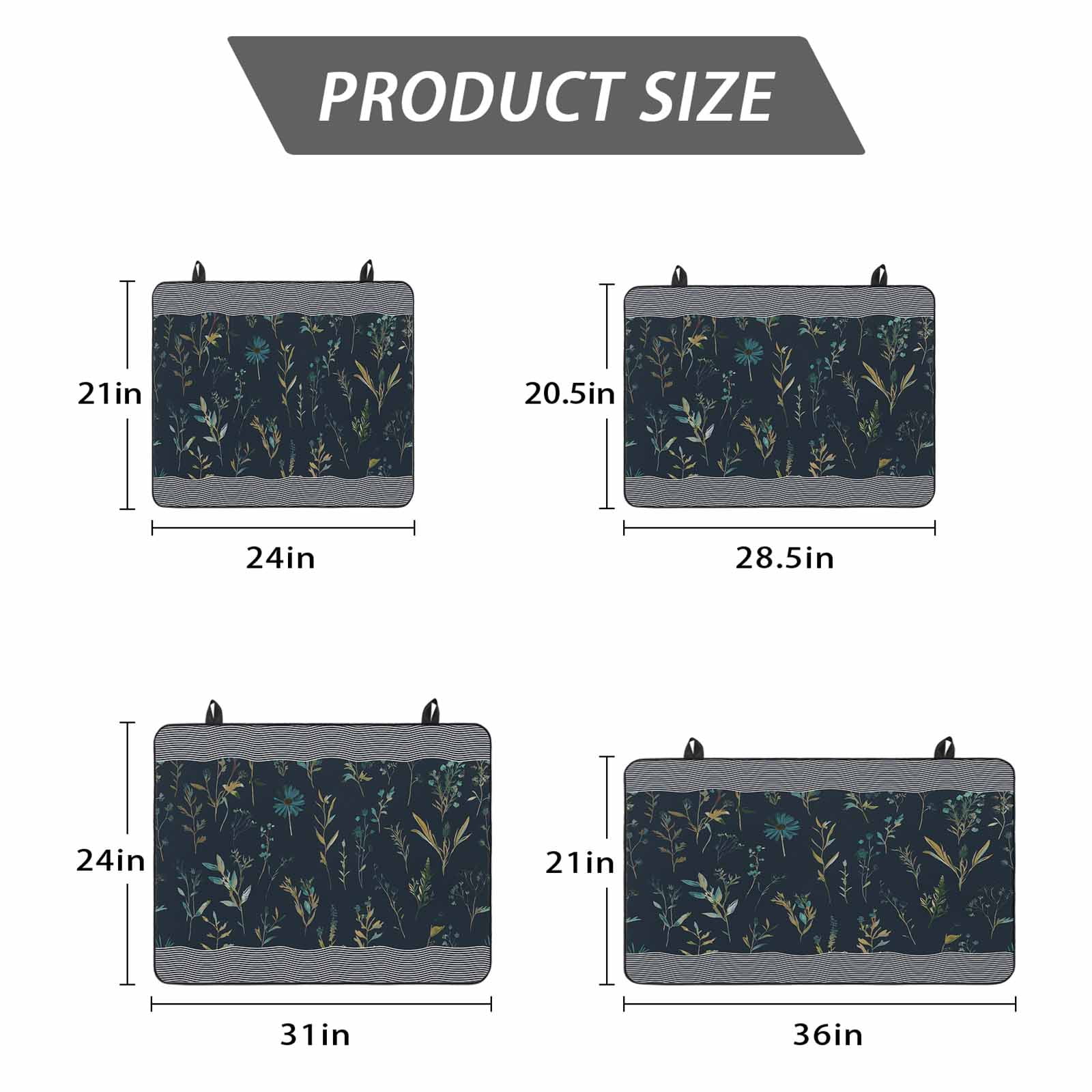 Black Spring Floral Stove Top Cover for Electric Stove, Heat-proof & Non Slip Glass Top Stove Cover Protector, Watercolor Botanical Flower Striped Kitchen Flat Cooktop Rubber Mat 24x21 Inches