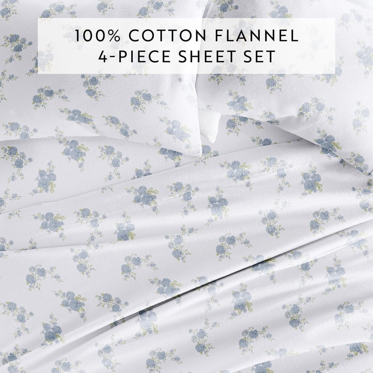 Comfort Canopy 100% Cotton Flannel Cal King Sheet Set, Rose Blue photo 8