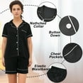 thumbnail image 5 of LANBAOSI Womens Silk Satin Pajamas Set Short Sleeve 2-piece Sleepwear Button Down Pjs Sets, Black M, 5 of 7