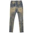 thumbnail image 5 of En Noir Men's Clash Sand Wash Rip & Repair Distressed Skinny Fit Denim Jeans (38, Sand Wash), 5 of 8