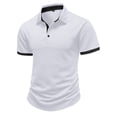 thumbnail image 5 of Yifymode Men's Classic Short Sleeve Polo Shirt, Textured Knit Contrast Collar & Cuff Regular Fit Top White S, 5 of 6