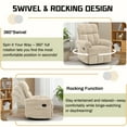 thumbnail image 3 of YSICK Swivel Rocker Recliner Chair for Adults with Side Pockets Small Recliners for Small Spaces for Living Room, Nursery, Chenille, Khaki, 3 of 9