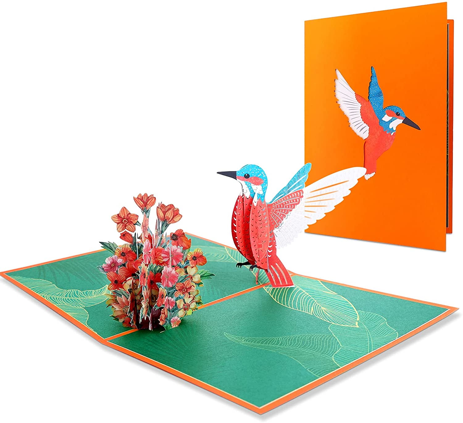 Three Dee Cards - Carte Pop-up Enchanteresse Colibri Et Fleur - Un Bel Hommage 3D Pour La Fête Des Mères, Les Anniversaires, Les Anniversaires Et La Saint-Valentin