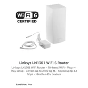 Open Box Linksys LN1301 WiFi Router - Tri-Band WiFi - Plug-n-Play Setup - Covers up to 2700 sq. ft. - Speed up tp 4.2 Gbps - Handles 40+ Devices