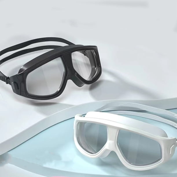 Gafas de natación Lentes correctivas de miopía de montura grande | Vista panorámica HD | Uso para adultos y niños | Ajuste cómodo a prueba de salpicaduras | Plástico Blanco | 1 pieza | Buceo