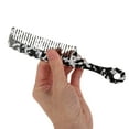 thumbnail image 3 of Unique Bargains 1 Pc Handle Wavy Hair Comb Black White Acetate Sheet, 3 of 5