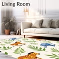 thumbnail image 2 of ODIKA 3'x5' Machine Washable Non-Slip Area Rug, Safari Adventure Personalized Name Crib Bedding with Jungle Animals High Traffic Rug with Pad, Ivory, 685960, 2 of 8