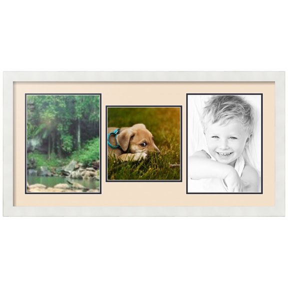 ArtToFrames Collage Photo Picture Frame with 1 - 9x9 and 2 - 9x12" Openings, Framed in White with French Creme and Black Mats (CDM-3966-1632)