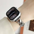 thumbnail image 7 of Bands for Apple Watch 42(Series 1/2/3)/44/45/46/49mm, Fashion Women Girls Slim Metal Strap Dressy Jewelry Bracelet with Bling Diamond for iWatch Series 10 9 8 7 6 5 4 3 2 1 SE Ultra, Black, 7 of 7