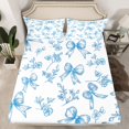 thumbnail image 2 of Homewish Blue Ribbon Bowknot 4 Pieces Queen Sheet Sets for Kids Children Girls,Chic Flowers Ultra Soft Flat Sheet,Dreamy Princess Queen Fitted Sheet,Lightweight Room Decor, 2 of 7