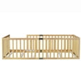 thumbnail image 4 of Miniyam Twin Size Floor Bed with High Safety Fence for Kids, Oak, 4 of 7