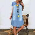 thumbnail image 4 of Babysbule Womens DressesWomen's Summer Casual V Neck Denim Long Party Dresses Short Sleeve Swing Dress, 4 of 7