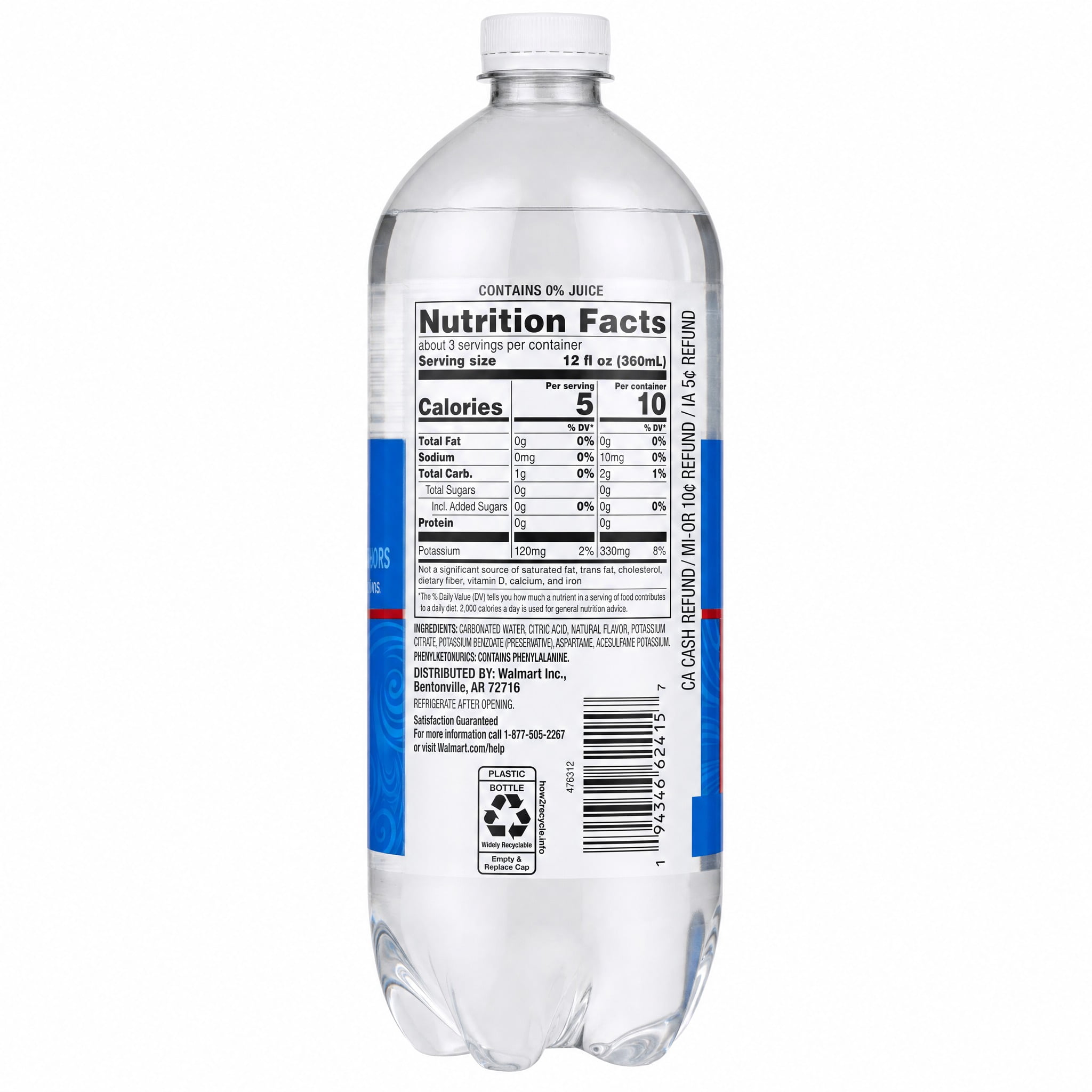 (12 pack) Clear American Red, White, and Blue Pop Flavored Sparkling Water, 33.8 fl oz Bottle