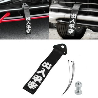 1X JDM Sports Red Racing Chinese Slogan Trailer Hook Tow Strap Universal  for Car