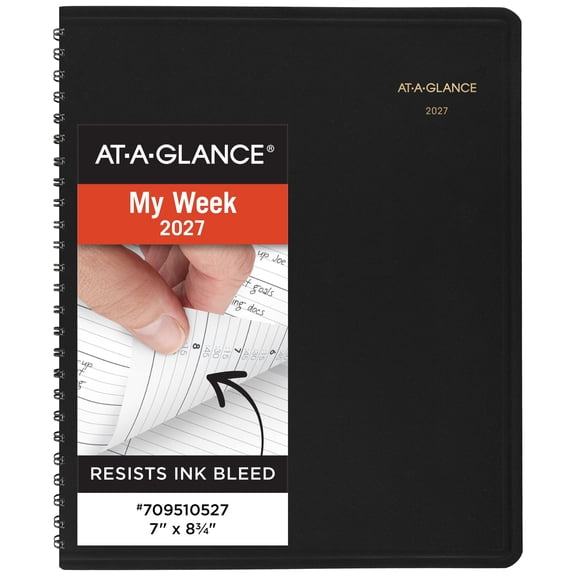AT-A-GLANCE 2027 Weekly Appointment Book Planner Black Medium 7 x 8 34 - Weekly