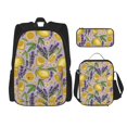 thumbnail image 1 of Disketp Lavender Flowers Mochila Estampada de Gran Capacidad con Lonchera y Estuche, Set de 3 Piezas para Estudiantes, 1 of 7