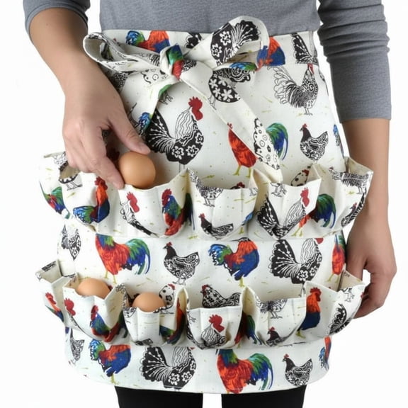 Egg Collecting Apron with 12 Deep Pockets for Chicken Duck Goose Eggs, Adjustable Comfortable Harvesting Apron