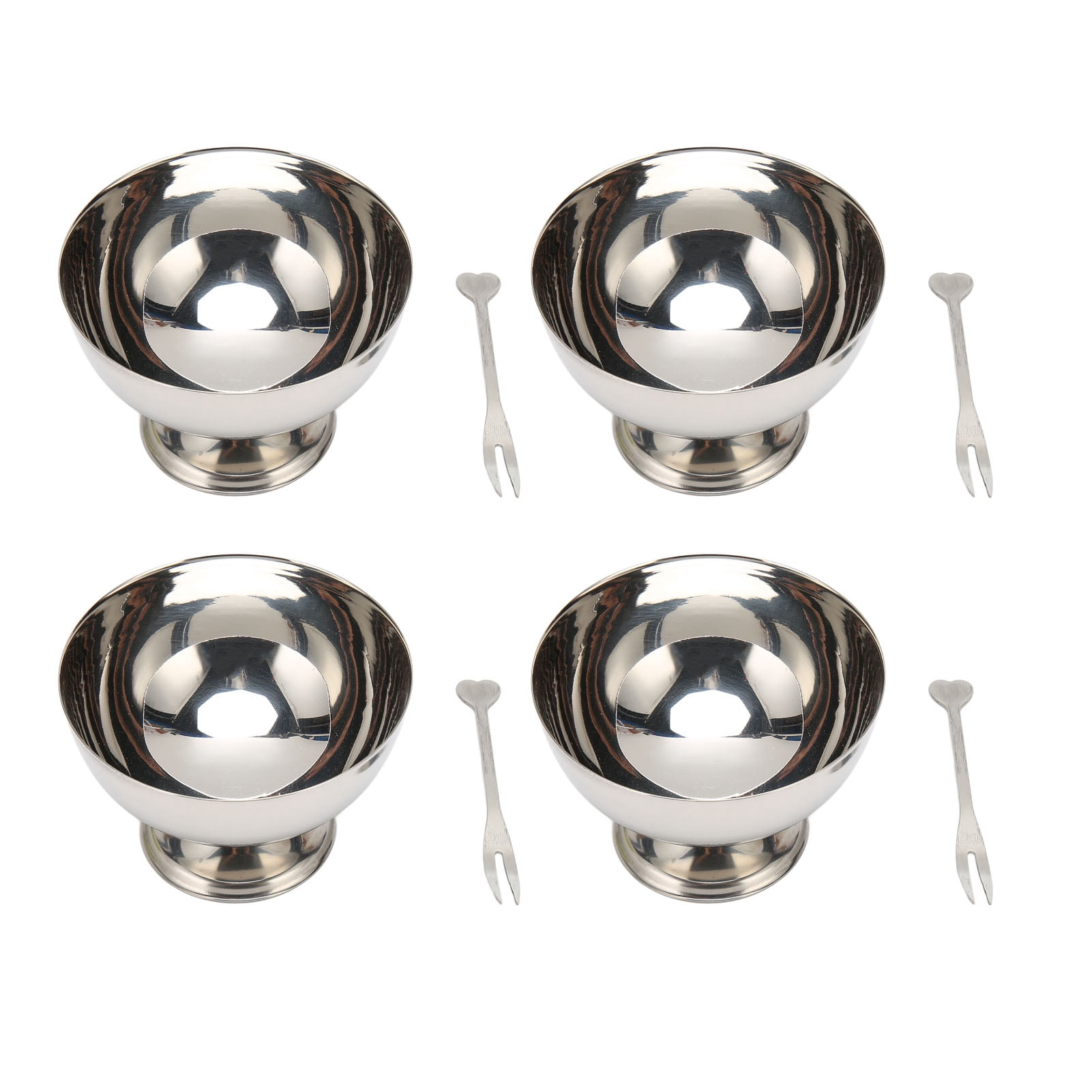 4 Pcs Bols à Dessert Réutilisables en Acier Inoxydable pour Crème Glacée, Ensemble pour Fête de Fruits et Collations