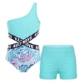 thumbnail image 3 of inhzoy Two Piece Tankini for Girls One Shoulder Tank Leotard with Shorts, 3 of 4
