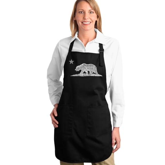LA Pop Art Full Length Word Art Apron - California Bear