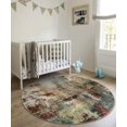 thumbnail image 2 of TEMOGU-Modern Abstract Round Rug 4Ft - Washable 4x4 Circle Rugs for Living Room Bedroom Bathroom Non Slip, Soft Indoor Floor Carpet for Kitchen Entryway Family Room, Red/Multi, 2 of 4