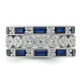 thumbnail image 3 of Auriga 925 Sterling Silver Rhodium-plated Emerald-cut Blue and White CZ Three Piece Eternity Ring Set for Women Size- 9, 3 of 5