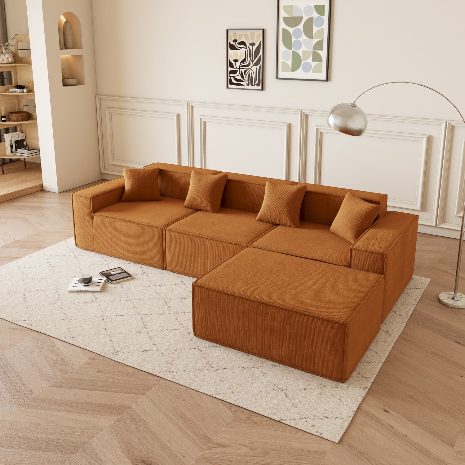 Gewnee Modular L-Shaped Sectional Sofa with Reversible Chaise, Deep Seat Cushions Modern Upholstered Fabric ,Comfortable Couch for Living Room, Apartments