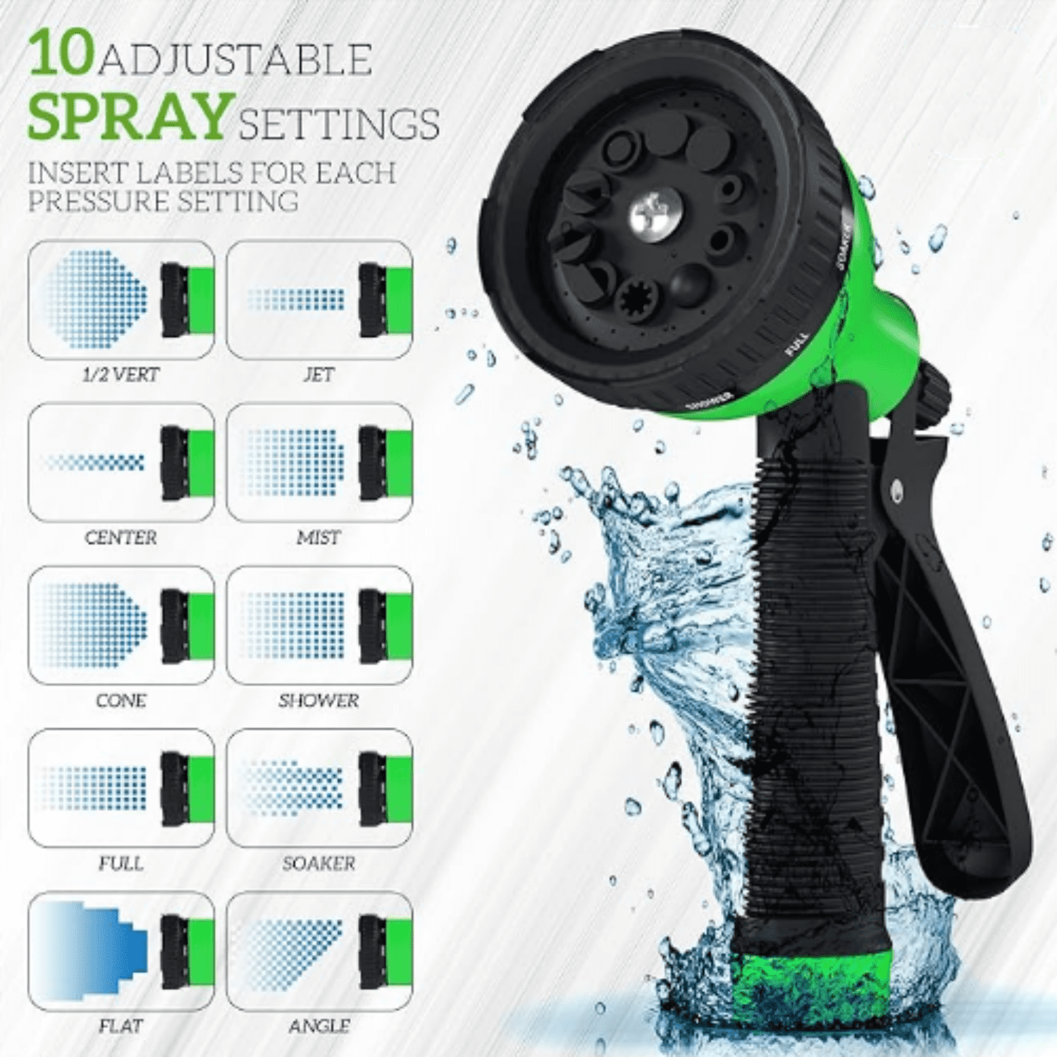 100ft Expandable Garden Hose with Holder - Heavy Duty Superior Strength 3750D - 4 -Layer Latex Core - Extra Strong Brass Connectors and 10 Spray Nozzle w/Storage Bag (Green 100)