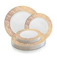 thumbnail image 4 of Smarty 7.5" White Pink Gold Mosaic Rim Round Plastic Salad Plates 120ct, 4 of 7