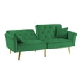 thumbnail image 2 of Convertible Sofa Bed Futon Couch Bed Velvet Sofa Bed Loveseat Sofa Futon Sofa Bed with Metal Legs, Adjustable Sofa Bed Accent Sofa Recliner with 2 Pillows and Nailhead Trim, Green, 2 of 7
