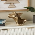 thumbnail image 2 of DecMode 9" Asymmetrical Abstract Textured Folded Leaf Gold Aluminum Metal Decorative Bowl, 2 of 9