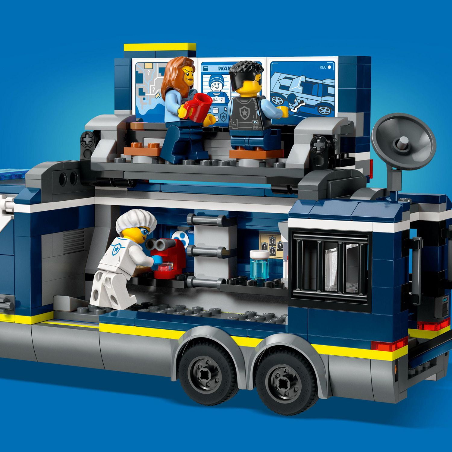 LEGO City Police Mobile Crime Lab Truck Toy, Pretend Play Police Toy, Includes Quad Bike, 2 Officers, 1 Scientist and 2 Crook Minifigures, Police Truck Toy for Kids Ages 7 Plus, 60418