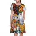 thumbnail image 1 of Bixox Robe d'Été à Manches Courtes pour Femmes Robe Ample Longueur Genou avec Poches-Welcom Automne, 1 of 7