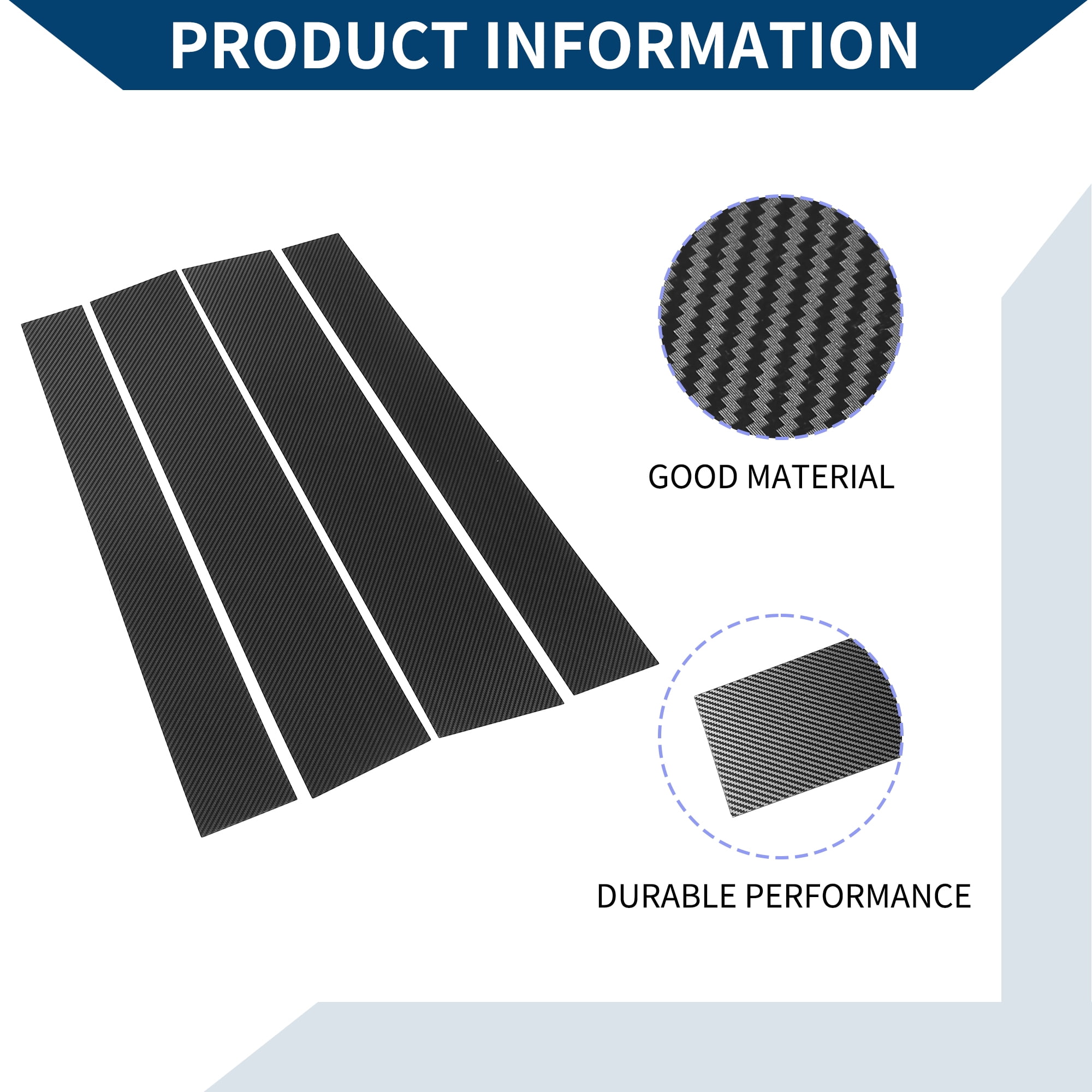 Unique Bargains 4Pcs Window Trim For Toyota Tundra 2007-2020 Black Carbon Fiber