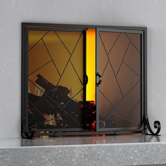 Best Choice Modern 38.5x31in 2-Door Fireplace Screen, Iron Spark