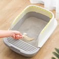 thumbnail image 4 of Cat with Bedpan Easy to Clean Sand Box Container Toilet Pet Litter Tray Kitten Litter Pan Rabbits, Small Animals, Cats White Gray, 4 of 8