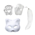 thumbnail image 2 of Conjunto de máscara y cola de animal Lindos animales de cosplay Fiestas temáticas Conjunto de disfraz de zorro Pata blanco, 2 of 9