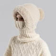 thumbnail image 2 of 3 in 1 Beanie Hat for Women, Lined Knit Balaclava Scarf Set, Warm Winter Pom Hat for Cold Weather, 2 of 4